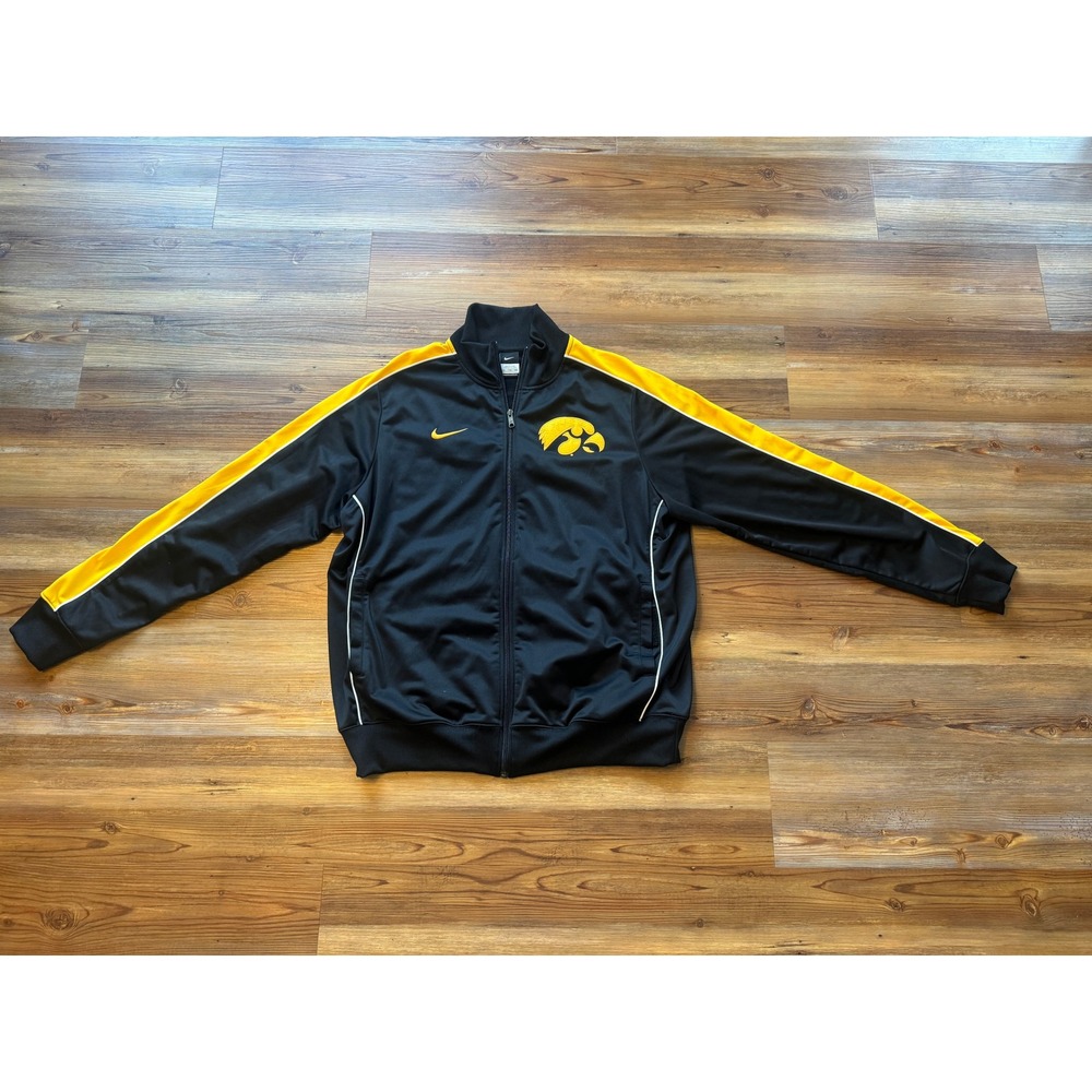 Nike Iowa Hawkeyes Track Jacket Mens XXL Black Yellow Full Zip NCAA
